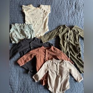 Pehr Baby Bundle Organic Cotton Tops, Romper, Bubble Shorts Size 0-3 Months